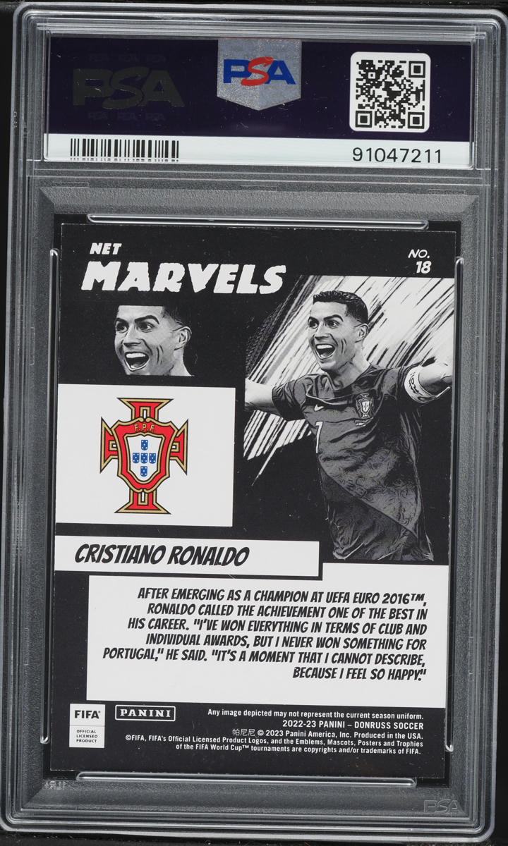 2022 Donruss FIFA Net Marvels Purple Cristiano Ronaldo /25 #18 PSA 8 NM-MT