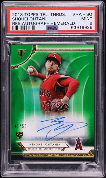 2018 Topps Triple Threads Emerald Shohei Ohtani ROOKIE AUTO /50 #RA-SO PSA 9 MINT