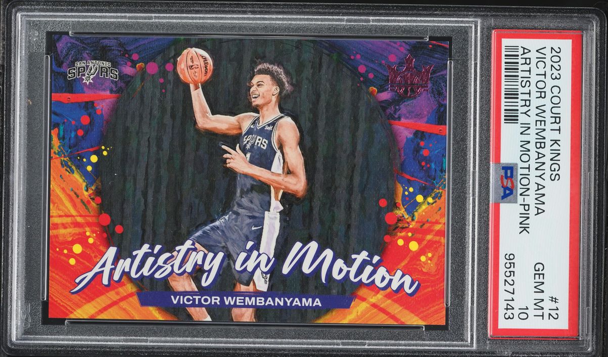 2023 Panini Court Kings Artistry In Motion Pink Victor Wembanyama ROOKIE /8 #12 PSA 10 GEM MINT
