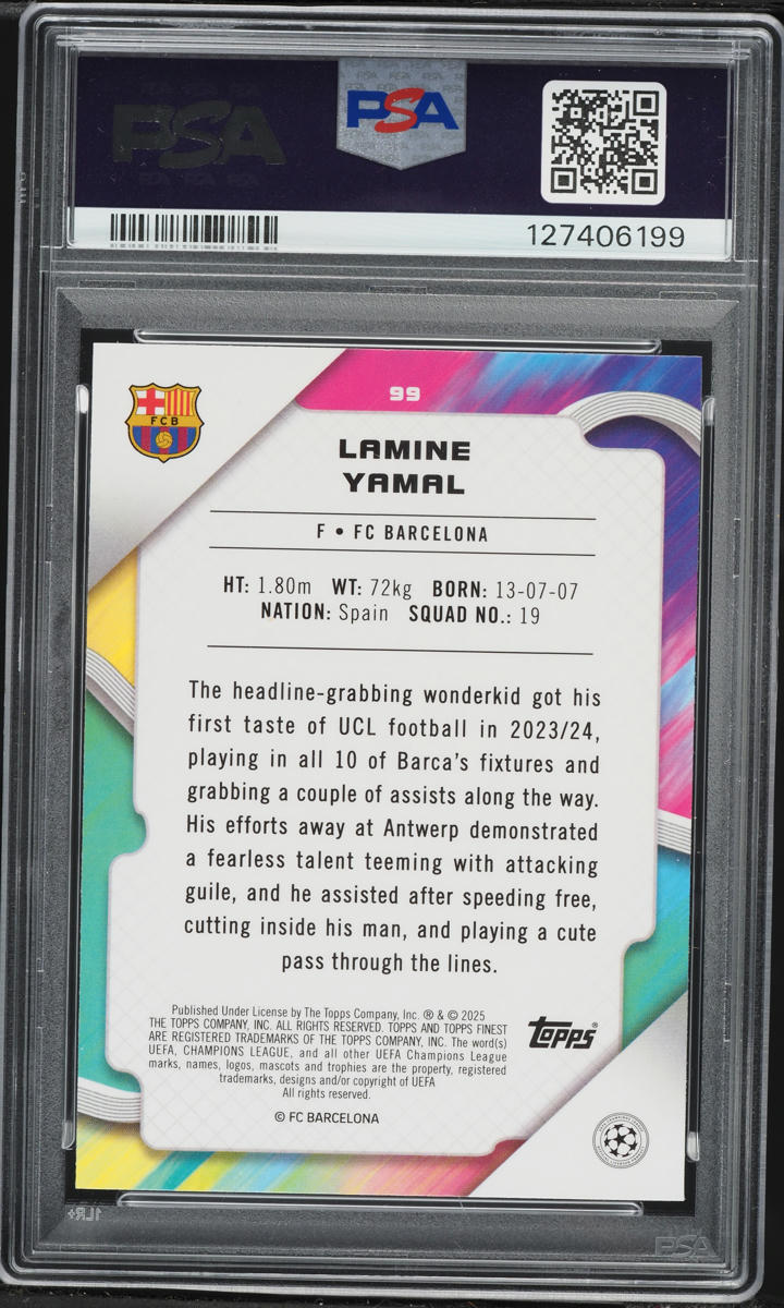 lamine yamal graded card Lamine Yamal #38 2024 Leaf Special Release Prized Rookie Card Graded T–  Pastime Sports & Games