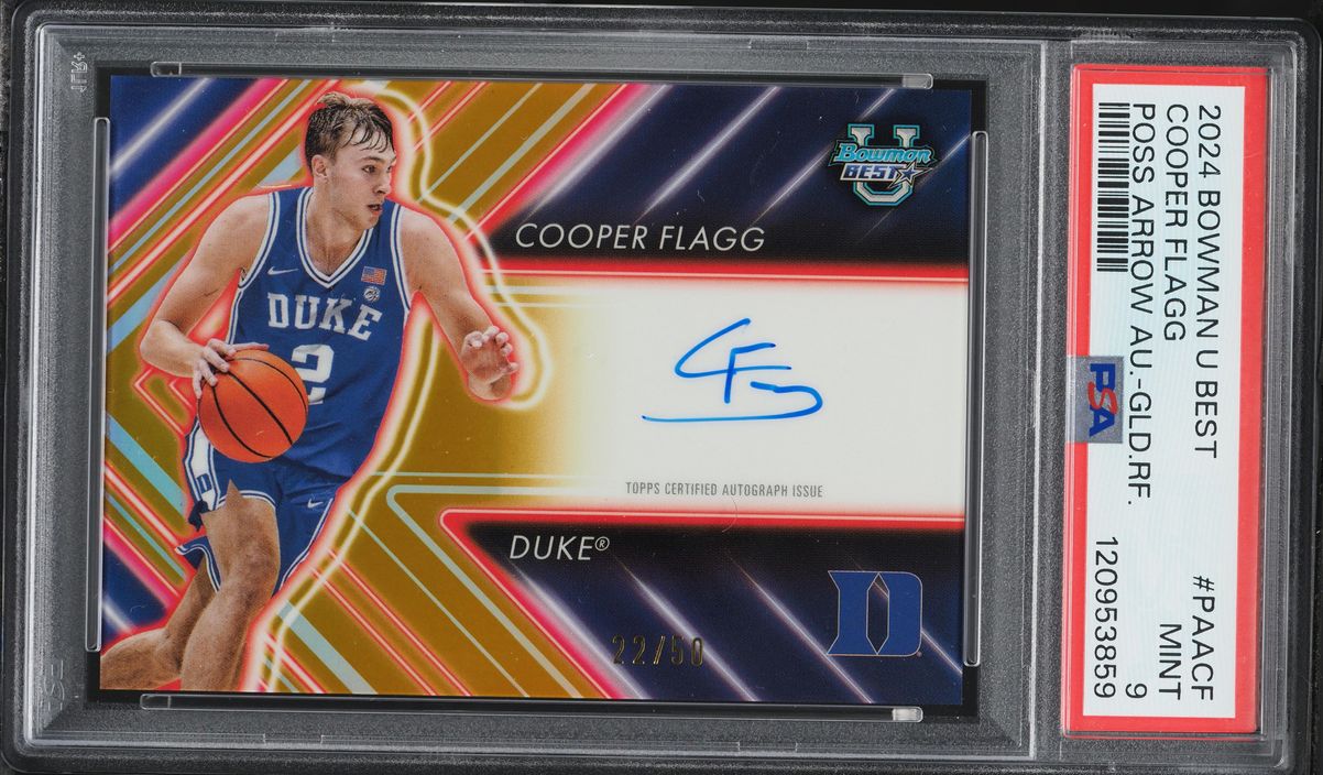 2024 Bowman University Best Possession Arrow Gold Refractor Cooper Flagg AUTO /50 #PAA-CF PSA 9