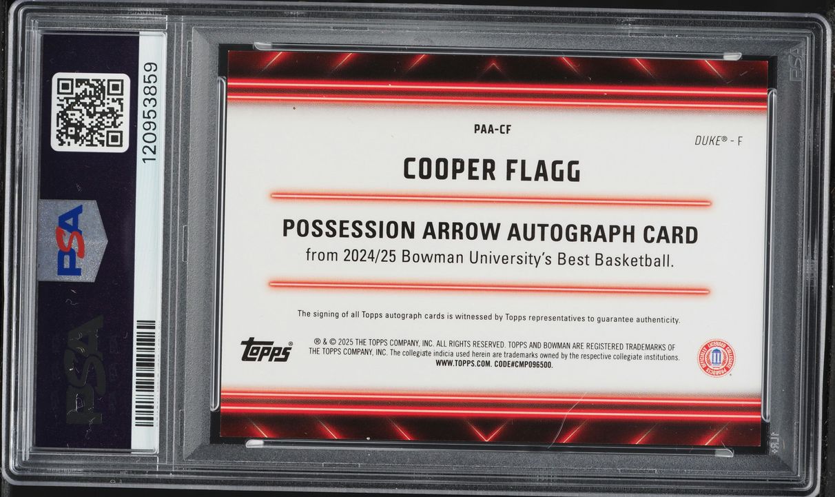 2024 Bowman University Best Possession Arrow Gold Refractor Cooper Flagg AUTO /50 #PAA-CF PSA 9