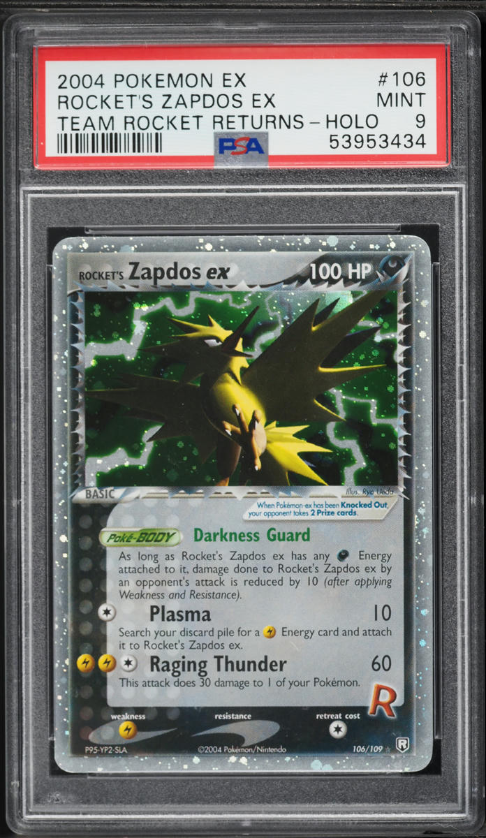 2004 Pokemon EX Team Rocket Returns Holo Zapdos ex #106 PSA 9 MINT