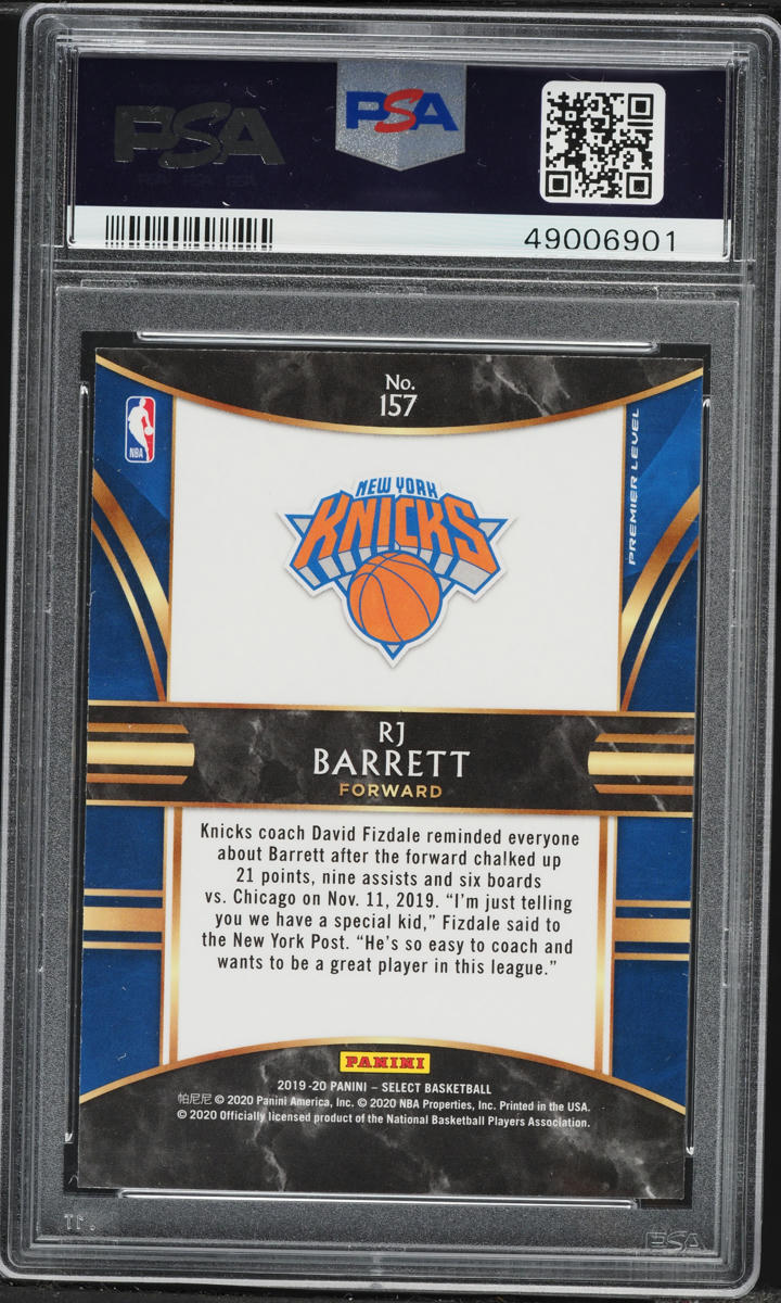 2019 Select Premier Level RJ Barrett ROOKIE #157 PSA 9 MINT on