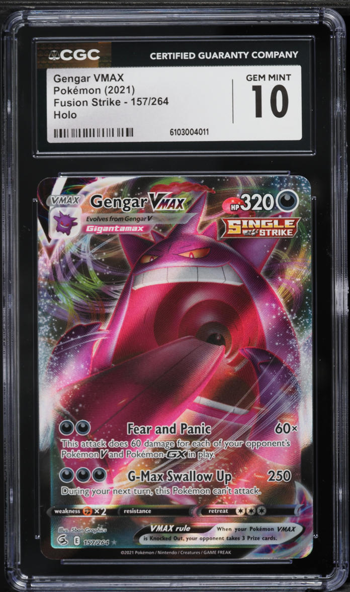 2021 Pokemon Sword & Shield Fusion Strike Full Art Gengar VMAX #157 CGC 10 GEM MINT