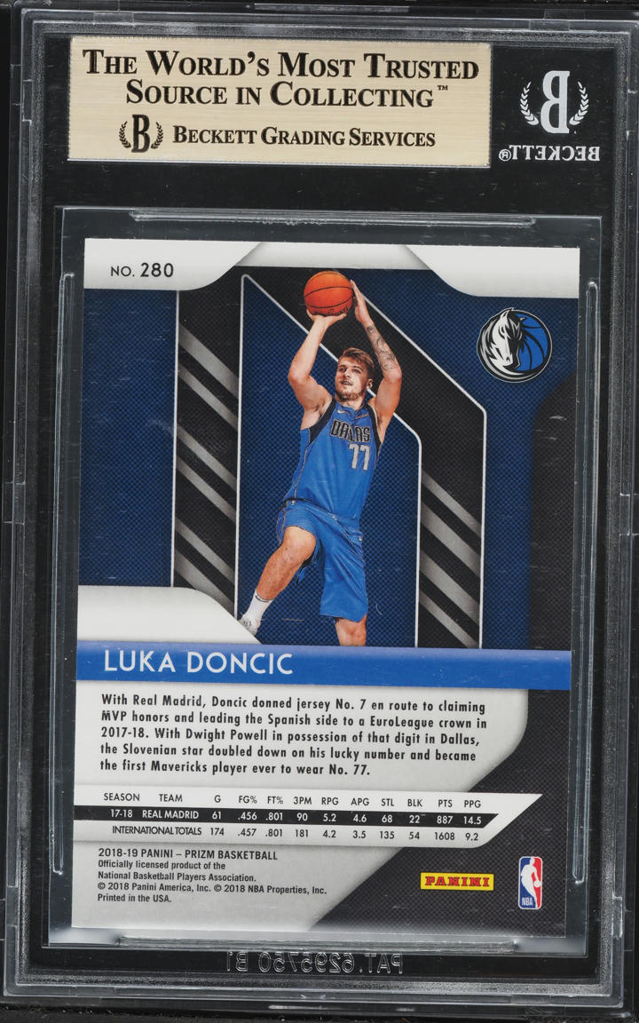 2018 Panini Prizm Luka Doncic ROOKIE #280 BGS 9.5 GEM MINT on