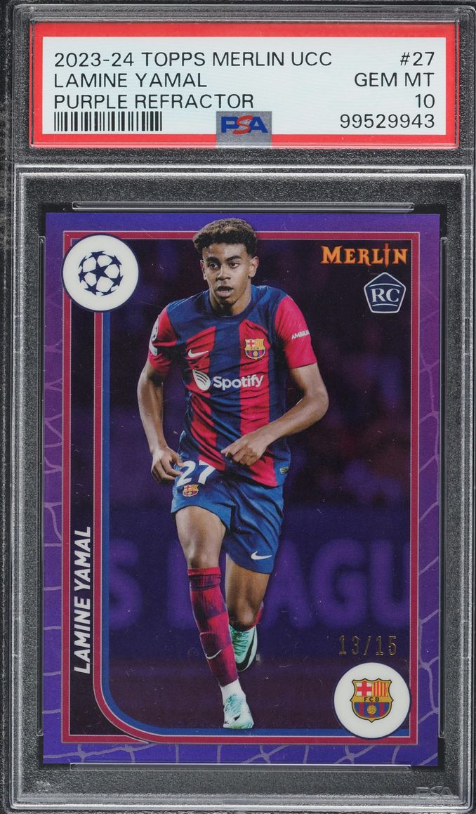 2023 Topps Merlin UEFA Club Competitions Purple Refractor Lamine 
