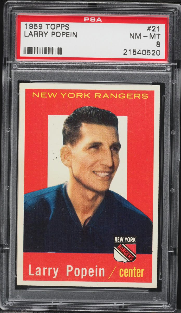 1959 Topps Hockey Larry Popein #21 PSA 8 NM-MT