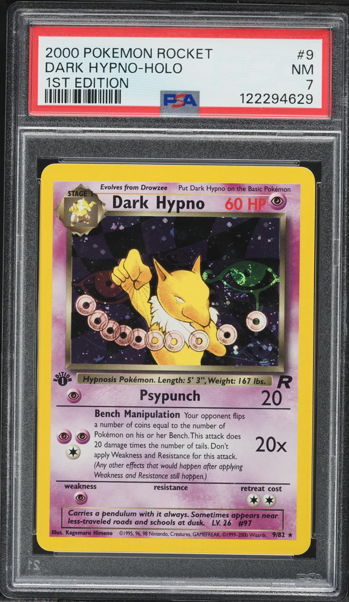 2000 Pokemon Rocket 1st Edition Holo Dark Hypno #9 PSA 7 NRMT