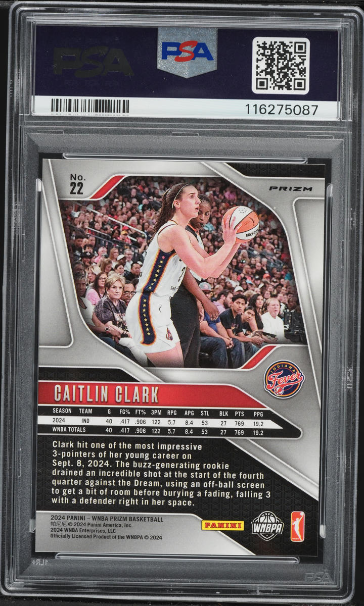 2024 Panini Prizm WNBA Ice Caitlin Clark ROOKIE #22 PSA 10 GEM MINT