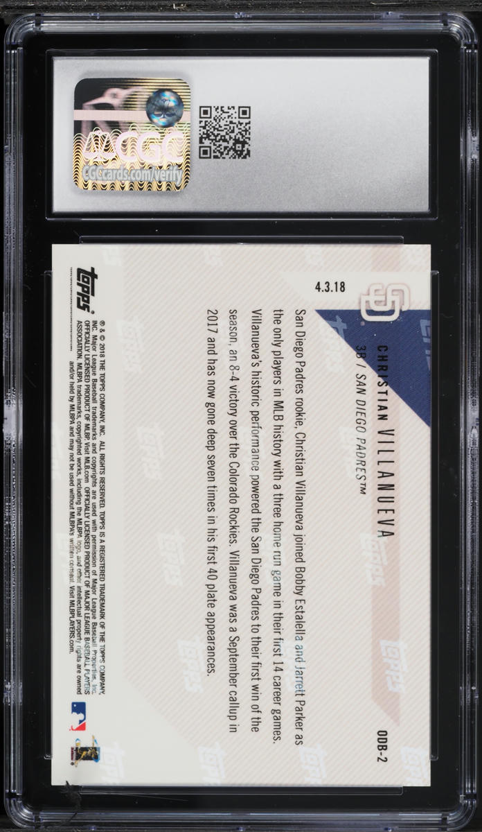 2018 Topps Now Road To Opening Day Bonus Christian Villanueva ROOKIE #ODB-2 CGC 9 MINT