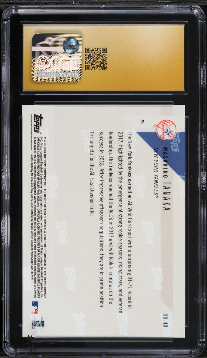 2018 Topps Now Road To Opening Day Masahiro Tanaka #OD-40 CGC 10 PRISTINE