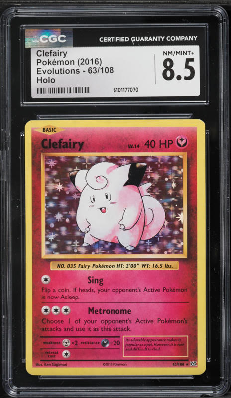 2016 Pokemon XY Evolutions Holo Clefairy #63 CGC 8.5 NM-MT+