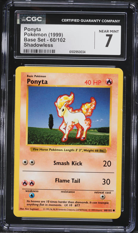1999 Pokemon Base Set Shadowless Ponyta #60 CGC 7 NRMT