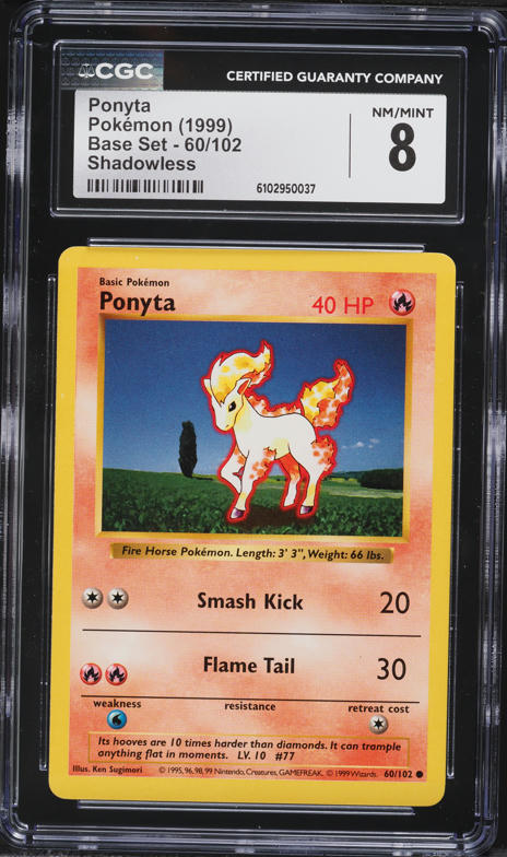 1999 Pokemon Base Set Shadowless Ponyta #60 CGC 8 NM-MT
