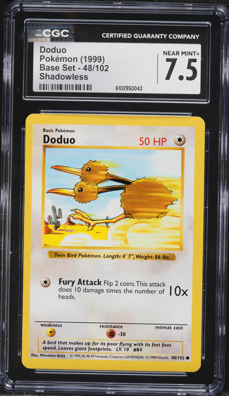 1999 Pokemon Base Set Shadowless Doduo #48 CGC 7.5 NRMT+