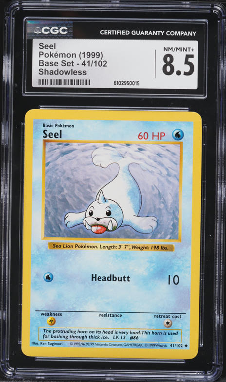 1999 Pokemon Base Set Shadowless Seel #41 CGC 8.5 NM-MT+