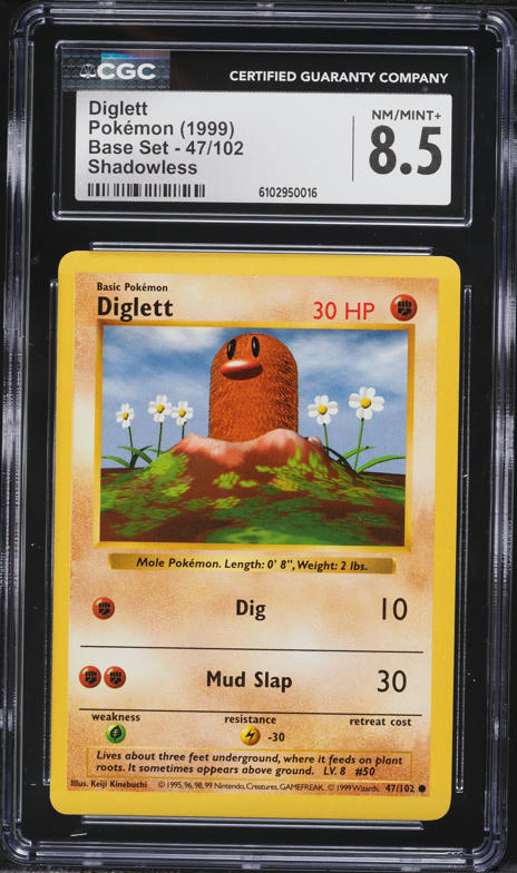 first edition diglett pokemon card Base Set #47 (Shadowless) Mint / near mint condition trading card Are these Shadowless Diglett cards