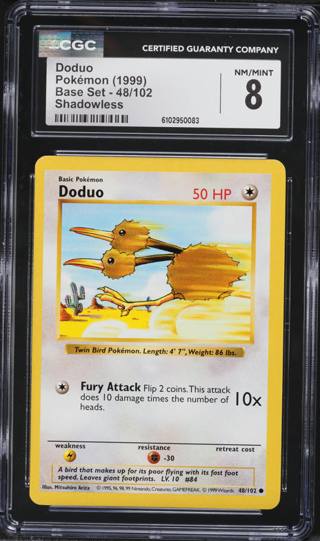 1999 Pokemon Base Set Shadowless Doduo #48 CGC 8 NM-MT