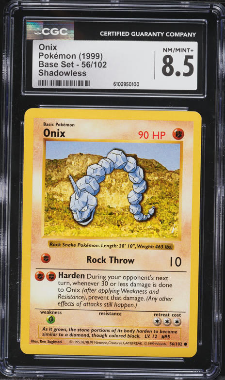 1999 Pokemon Base Set Shadowless Onix #56 CGC 8.5 NM-MT+