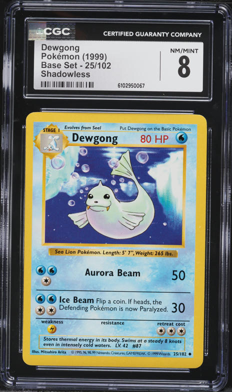1999 Pokemon Base Set Shadowless Dewgong #25 CGC 8 NM-MT