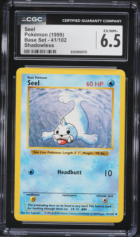 1999 Pokemon Base Set Shadowless Seel #41 CGC 6.5 EXMT+