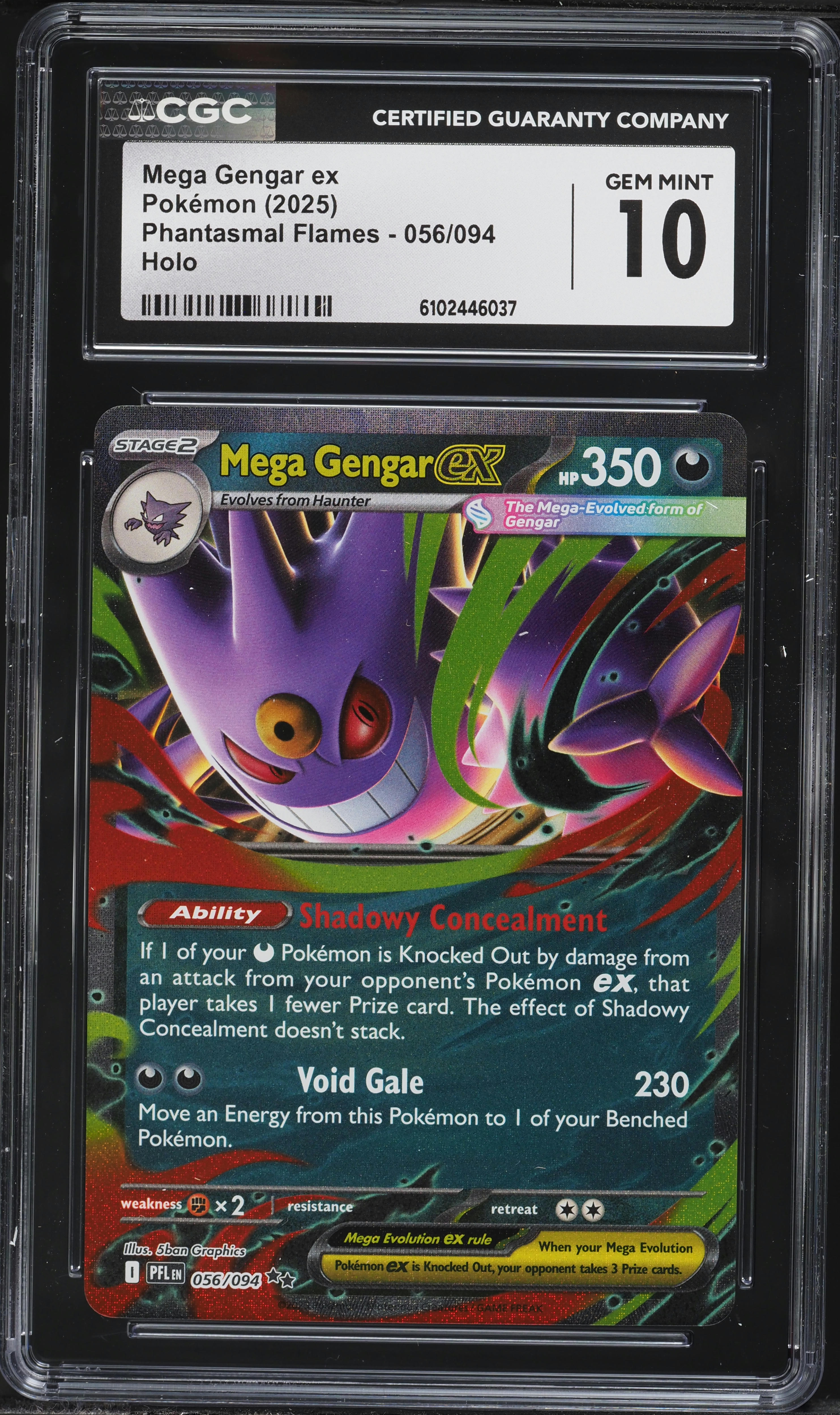 2025 Pokemon Mega Phantasmal Flames Holo Mega Gengar EX #56 CGC 10