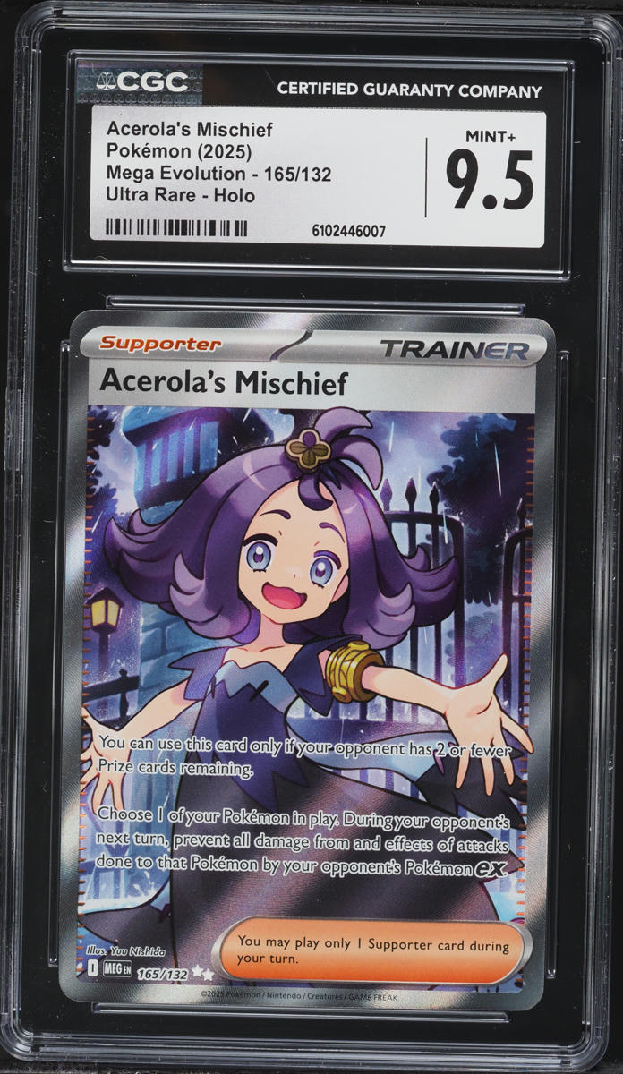 acerola pokemon card full art - Acerola's Mischief 165/132 - - Mega Evolutions Ultra Rare Card Type Insane error card "NO Texture"