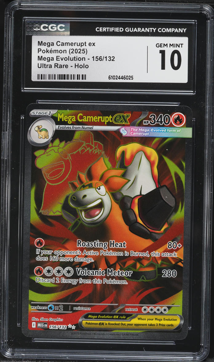 2025 Pokemon Mega Evolution Full Art Mega Camerupt EX #156 CGC 10 GEM MINT on Fanatics Collect 2025 Pokemon Mega Evolution Full Art Mega Camerupt EX #156 CGC 10 GEM MINT on Fanatics Collect