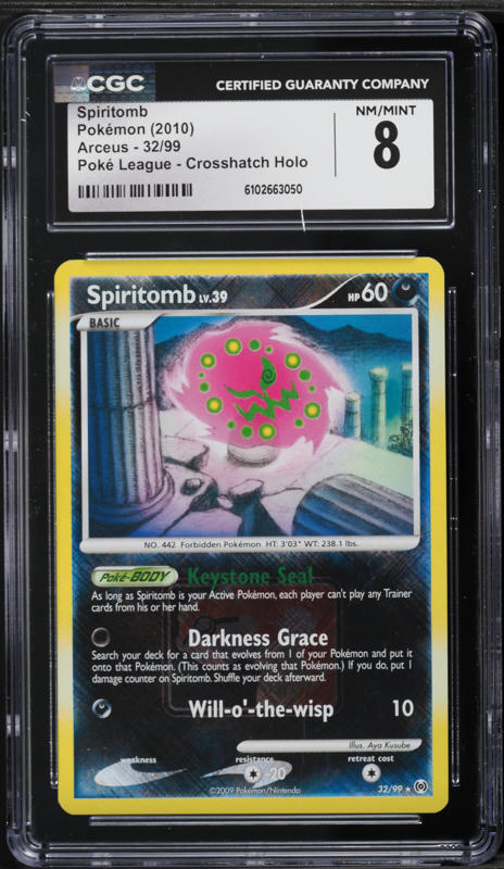 2010 Pokemon Arceus Poke League Crosshatch Holo Spiritomb #32 CGC 8 NM-MT