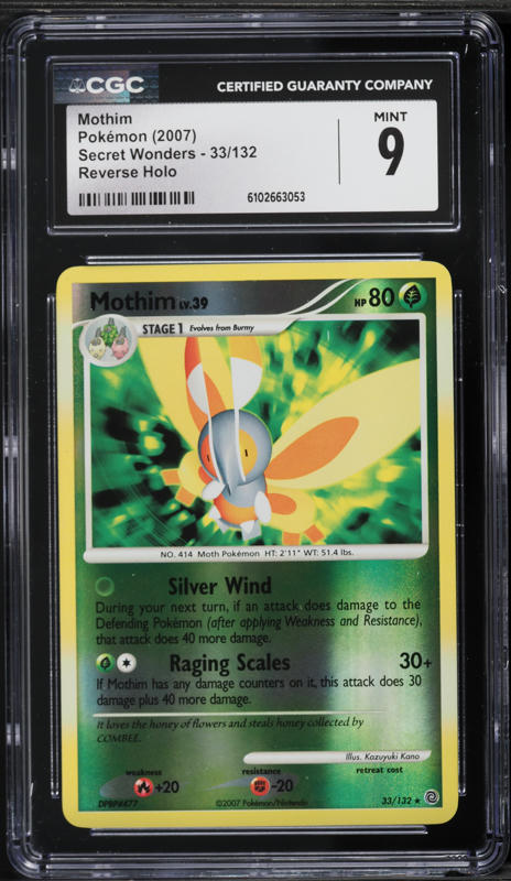2007 Pokemon Diamond & Pearl Secret Wonders Reverse Holo Mothim #33 CGC 9 MINT