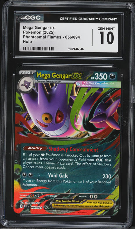 2025 Pokemon Mega Phantasmal Flames Holo Mega Gengar EX #56 CGC 10