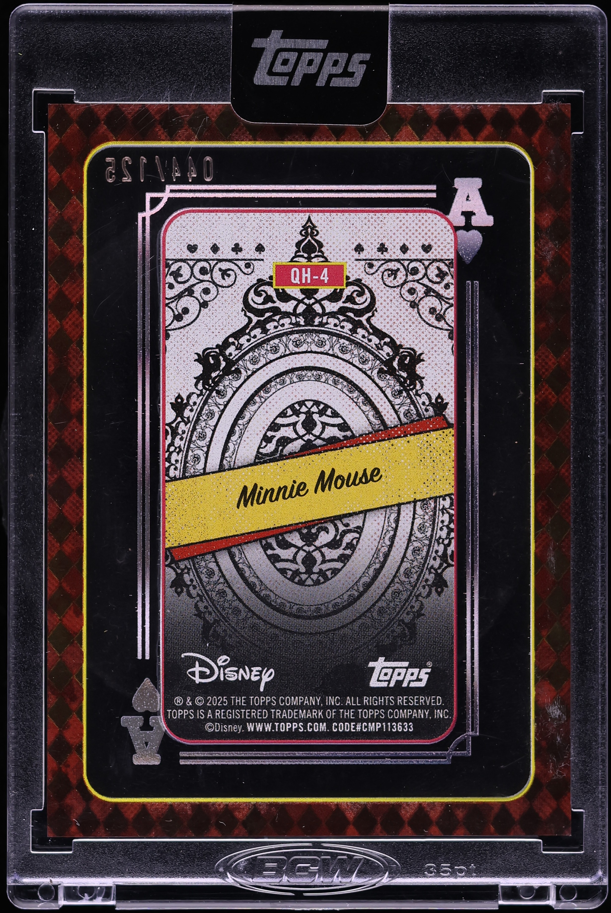 2025 Topps Disney Mint Acetate Playing Cards Minnie Mouse /125 #QH