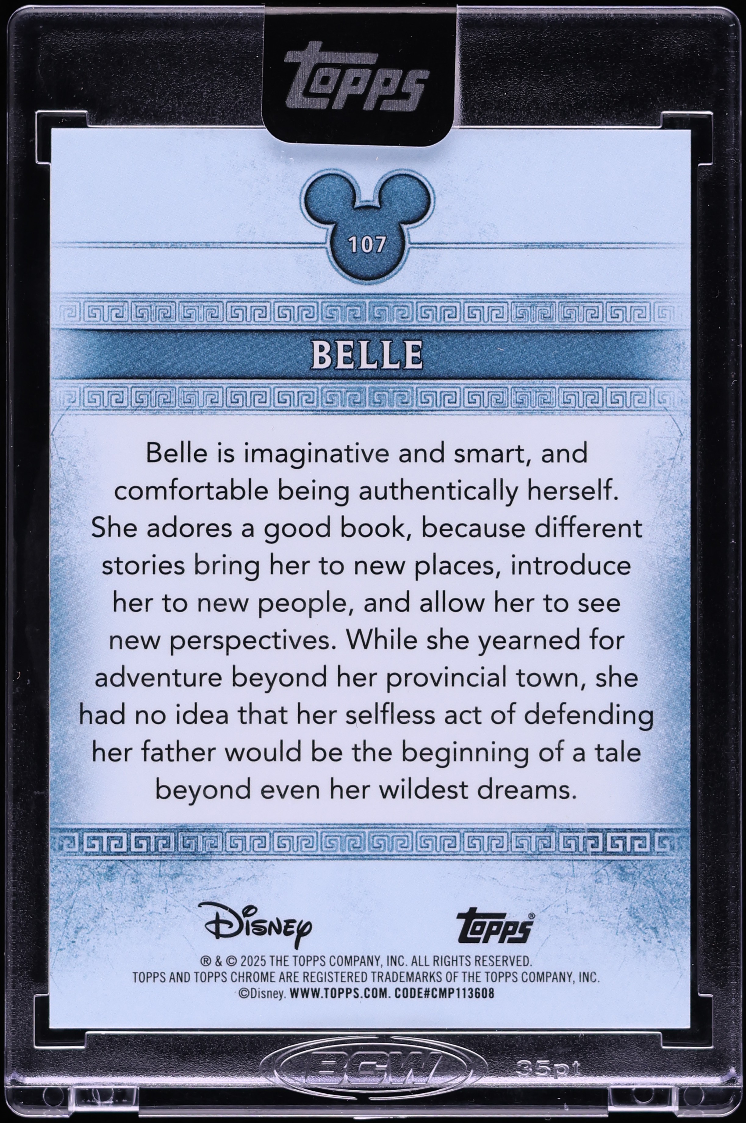 2025 Topps Disney Mint Chrome Platinum Black Refractor Belle /10