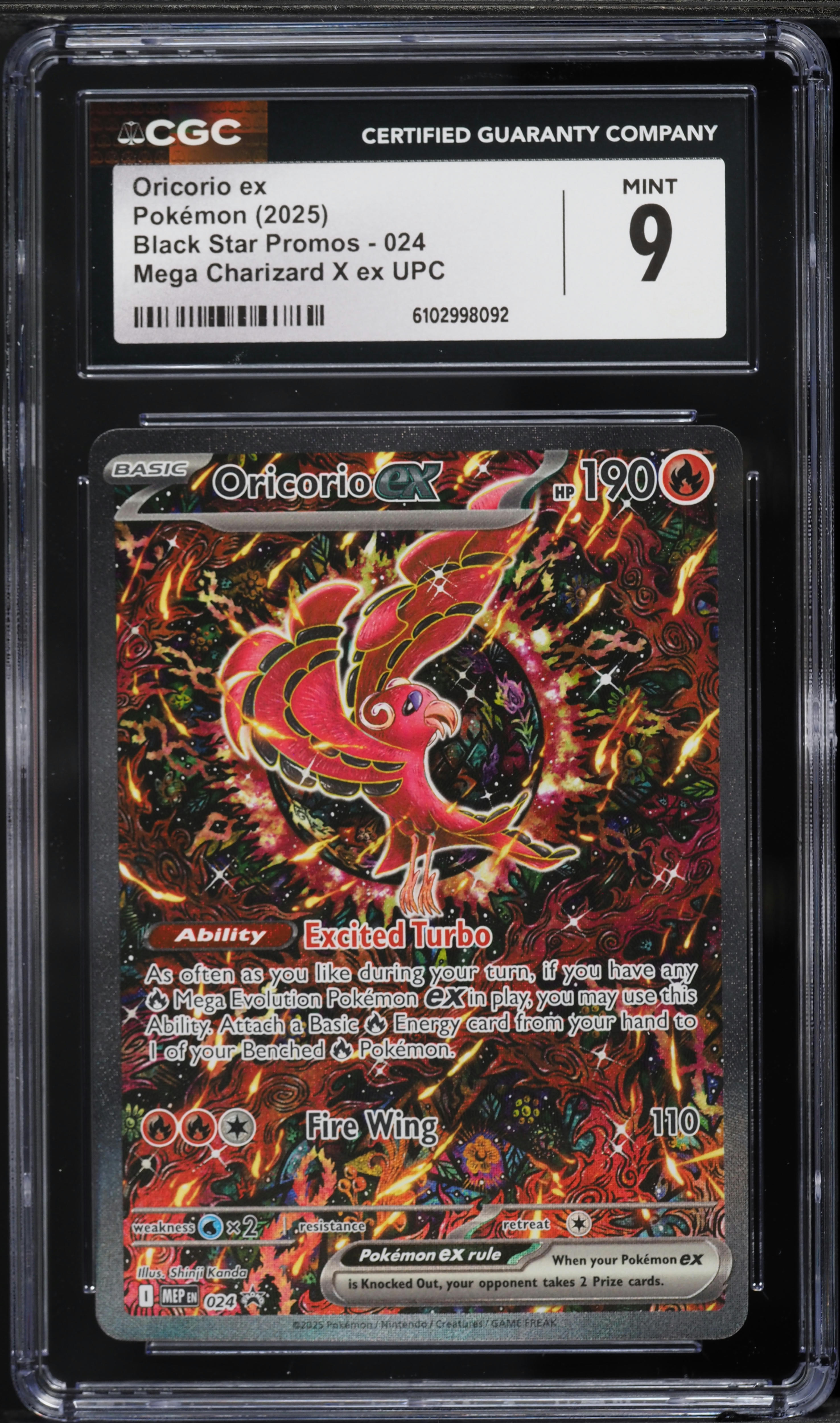 2025 Pokemon Promo Mega Charizard X ex UPC Oricorio ex #024 CGC 9