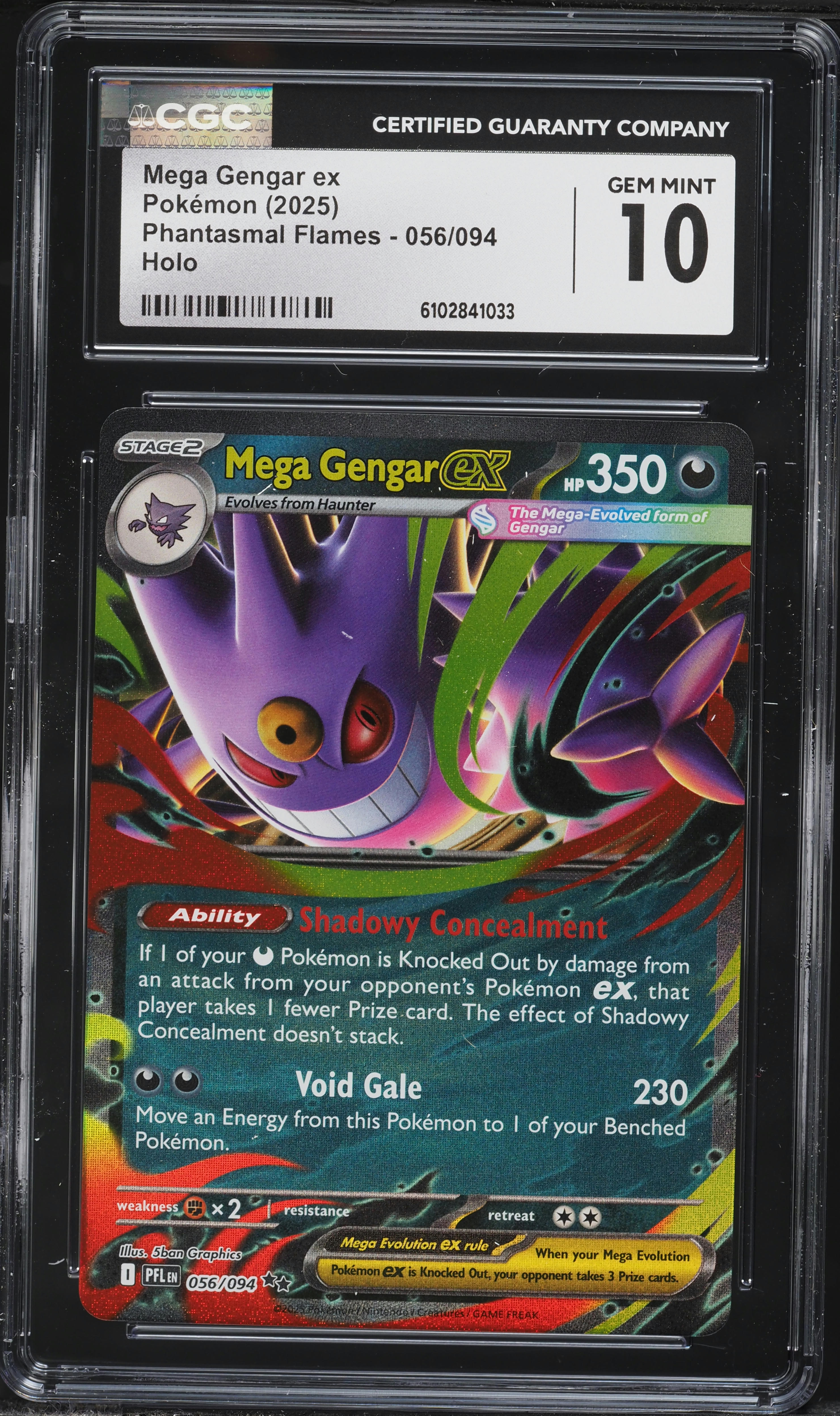 2025 Pokemon Mega Phantasmal Flames Holo Mega Gengar ex #56 CGC 10