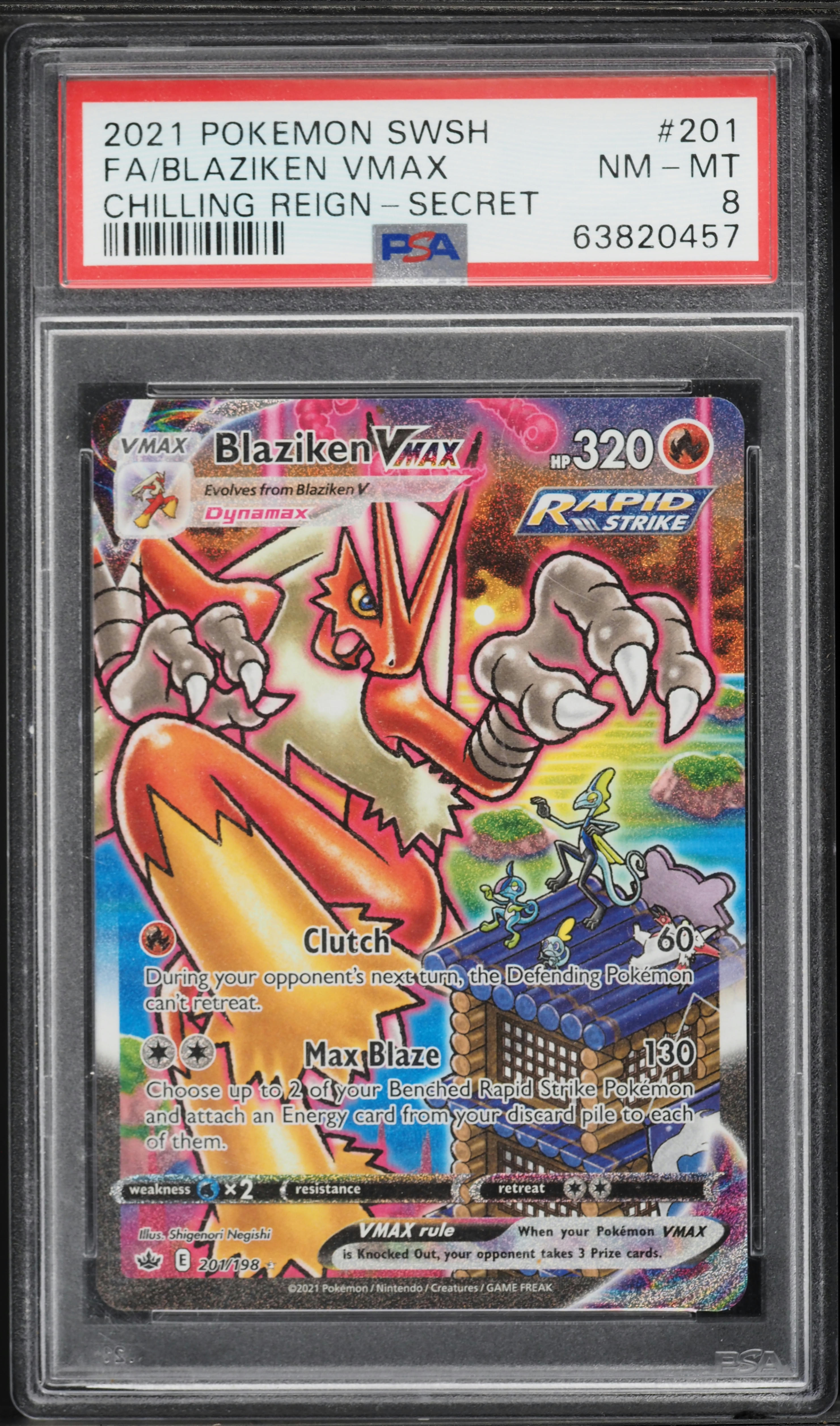 2021 Pokemon Sword & Shield Chilling Reign SEC Blaziken VMAX #201