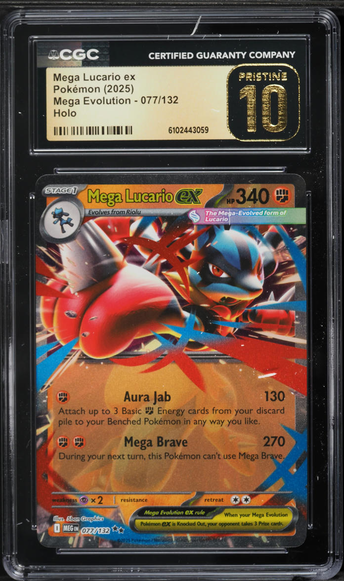 2025 Pokemon Mega Evolution Holo Mega Lucario EX #77 CGC 10