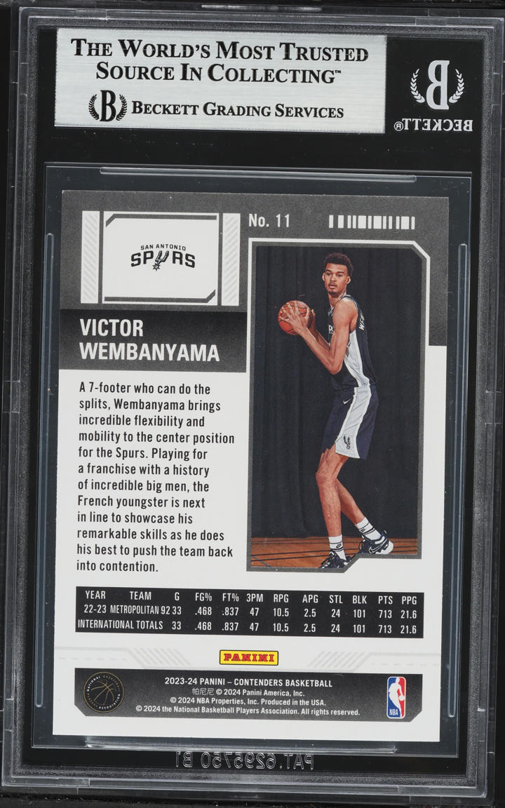 2023 Panini Contenders Season Ticket Victor Wembanyama ROOKIE #11 BGS 9 MINT
