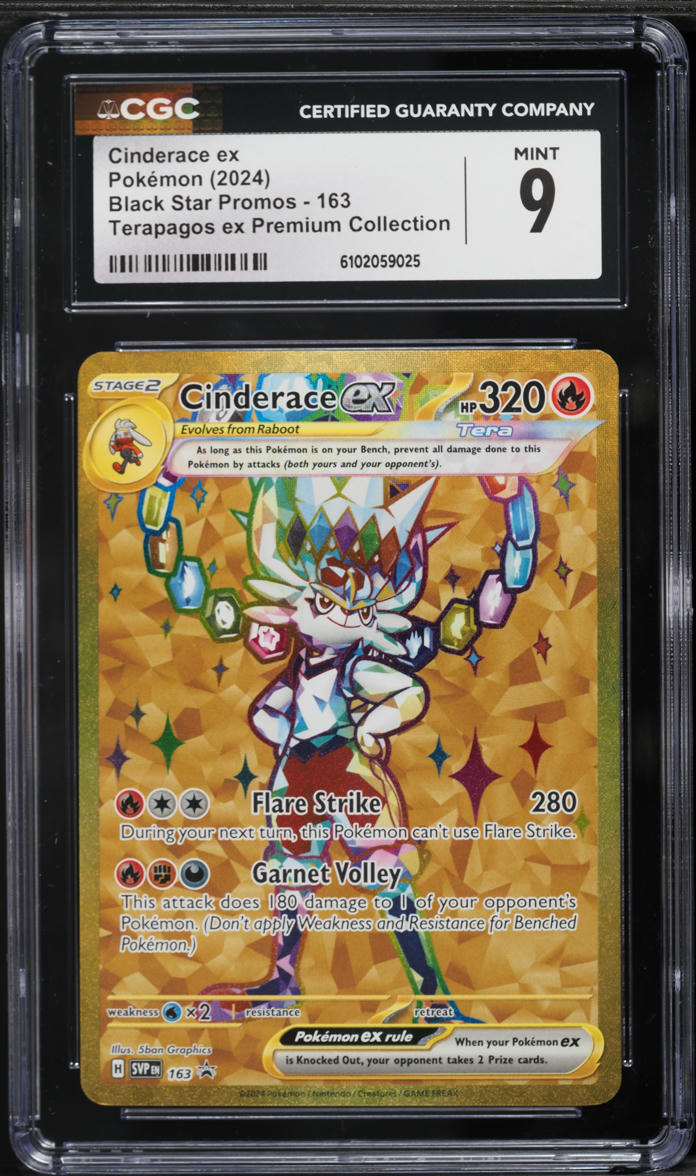 2024 Pokemon SV Promo Terapagos ex Premium Gold Rare Cinderace EX #163 CGC 9 MINT