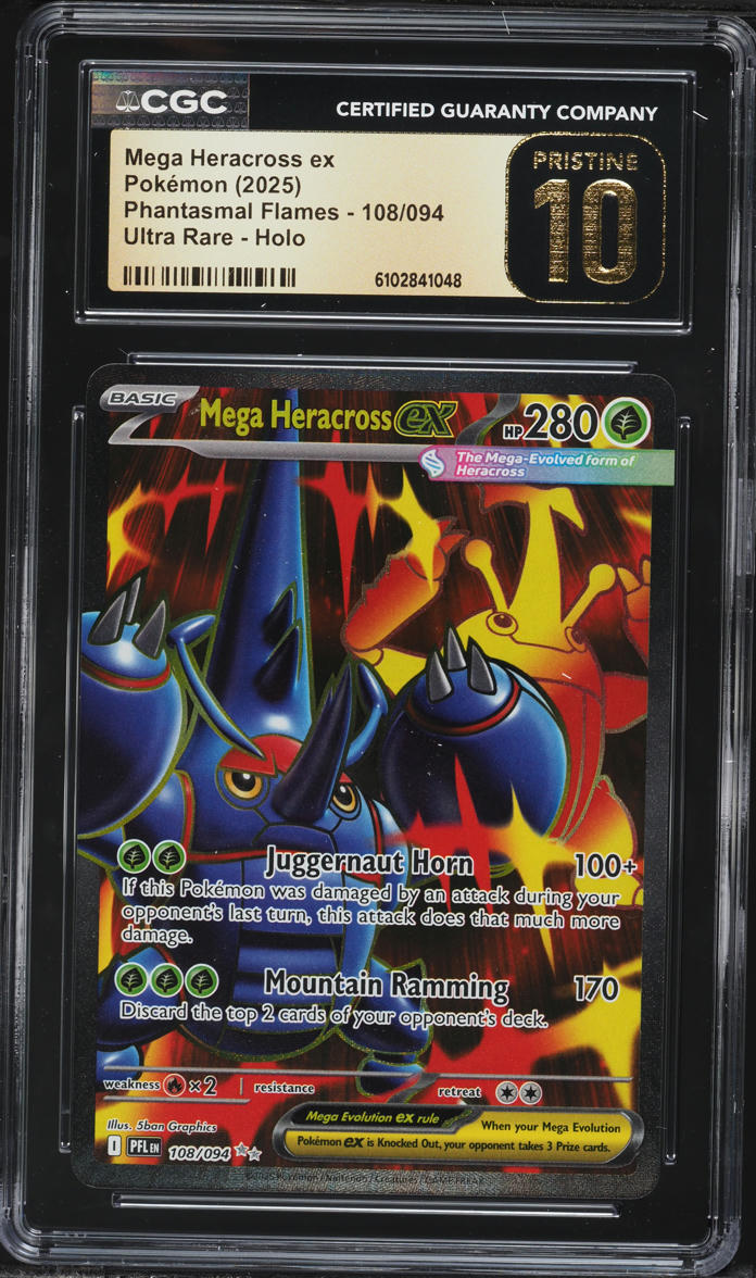 2025 Pokemon Mega Phantasmal Flames Full Art Mega Heracross ex #108 CGC 10  PRISTINE on Fanatics Collect