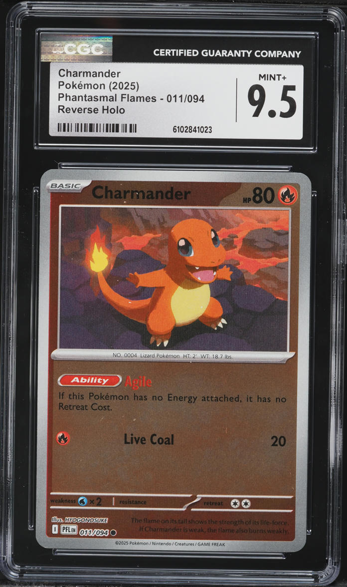 2025 Pokemon Phantasmal Flames Reverse Holo Charmander #011 CGC 9.5 MINT+  on Fanatics Collect