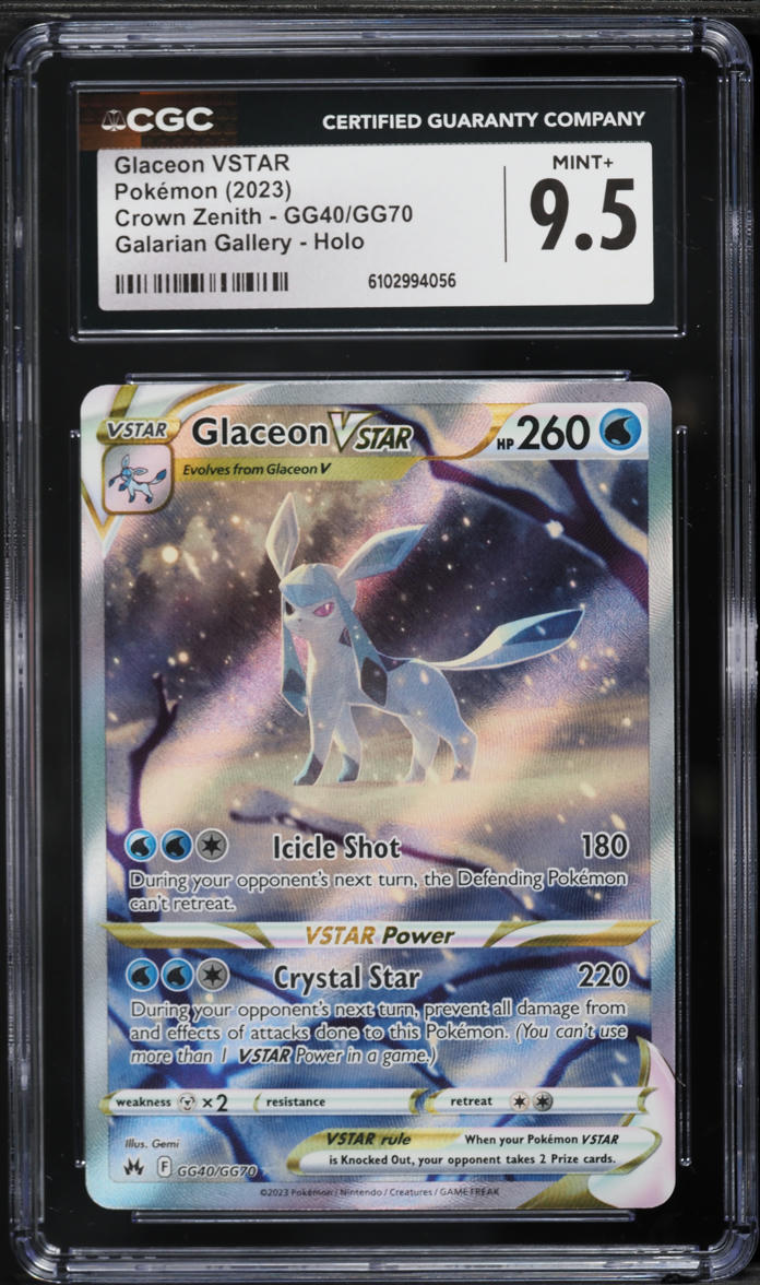 2023 Pokemon Sword & Shield Crown Zenith Alt Art Glaceon VSTAR #GG40 CGC 9.5 MINT+