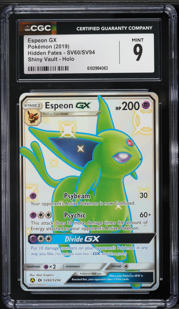 2019 Pokemon Sun & Moon Hidden Fates Full Art Shiny Espeon GX #SV60 CGC 9 MINT