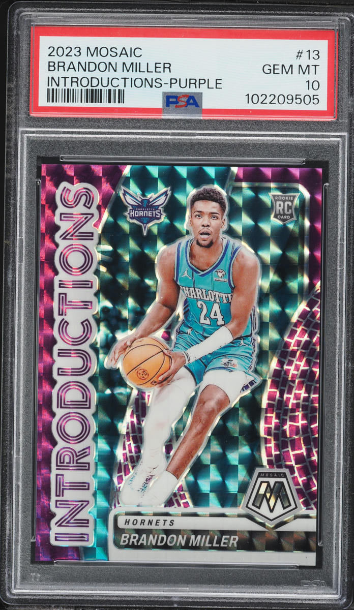 2023 Panini Mosaic Introductions Purple Brandon Miller ROOKIE /99 #13 PSA 10 GEM MINT
