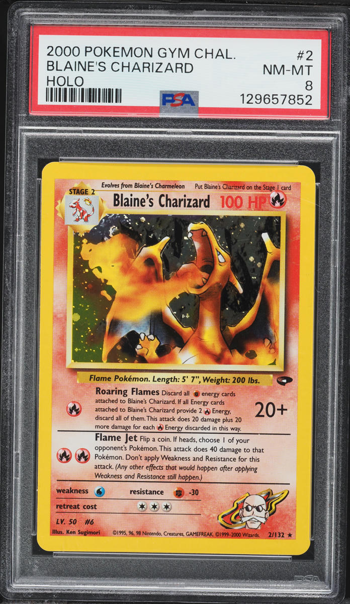 2000 Pokemon Gym Challenge Holo Blaine's Charizard #2 PSA 8 NM-MT