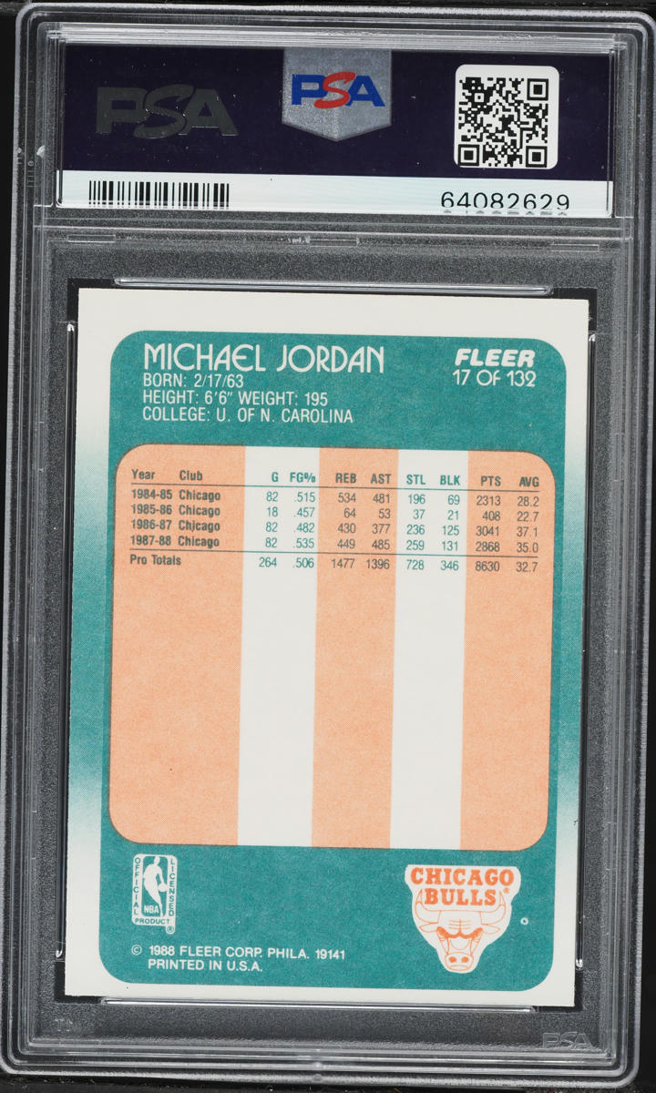 1988 Fleer Basketball Michael Jordan #17 PSA 7 NRMT
