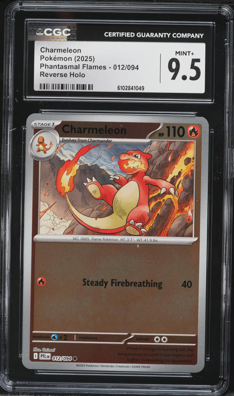 2025 Pokemon Phantasmal Flames Reverse Holo Charmeleon #012 CGC 9.5 MINT+
