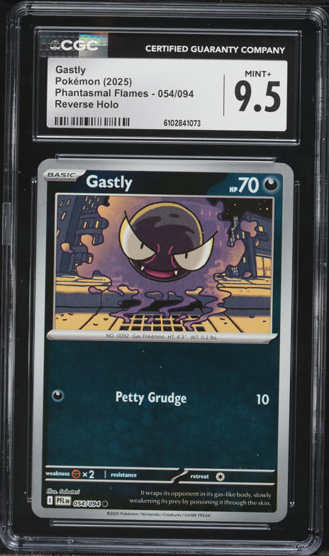 2025 Pokemon Phantasmal Flames Reverse Holo Gastly #054 CGC 9.5 MINT+