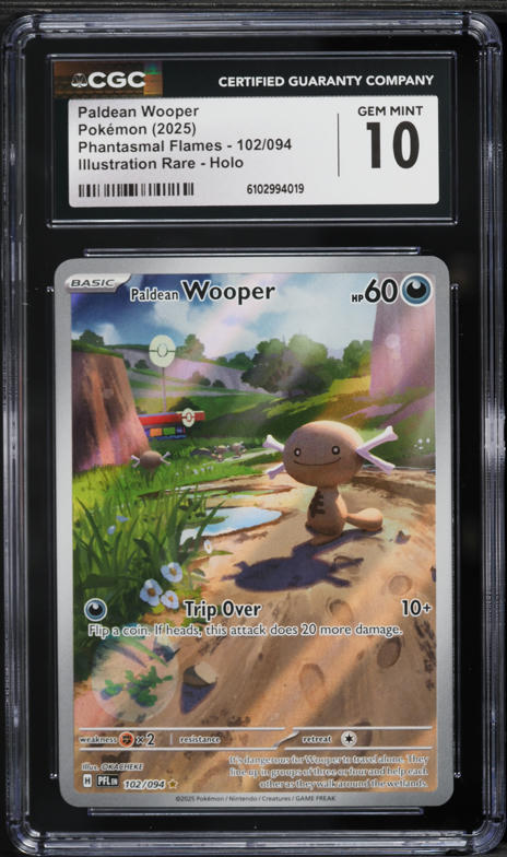 2025 Pokemon Mega Phantasmal Flames IR Paldean Wooper #102 CGC 10 GEM MINT